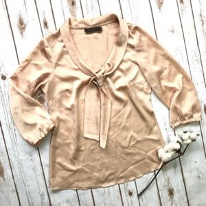 Limited Pink Blush Bow Sateen Secretary Top Small